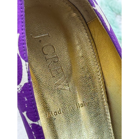J. Crew Purple Floral Print Heels with Orange Bow Made in Italy Women's Size 8.5 - Picture 3 of 7